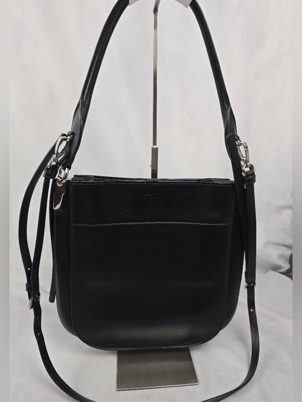 Prada Margit Calf Leather Made in Italy Black Shoulder Bag